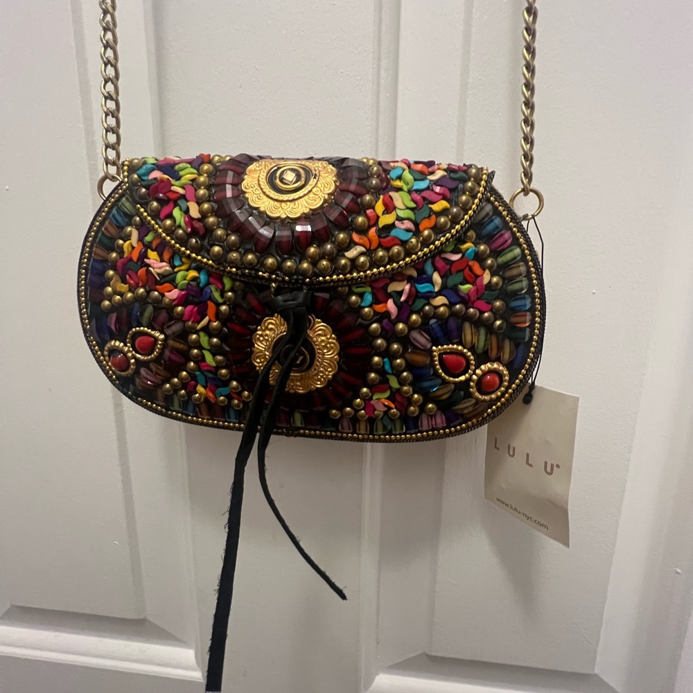 LULU NYC mosaic metal crossbody purse.  New.